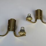 Paire d'appliques vintage doubles en laiton et verre, 1970