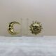 Vintage bookends sun and moon lucite and brass, 1970s