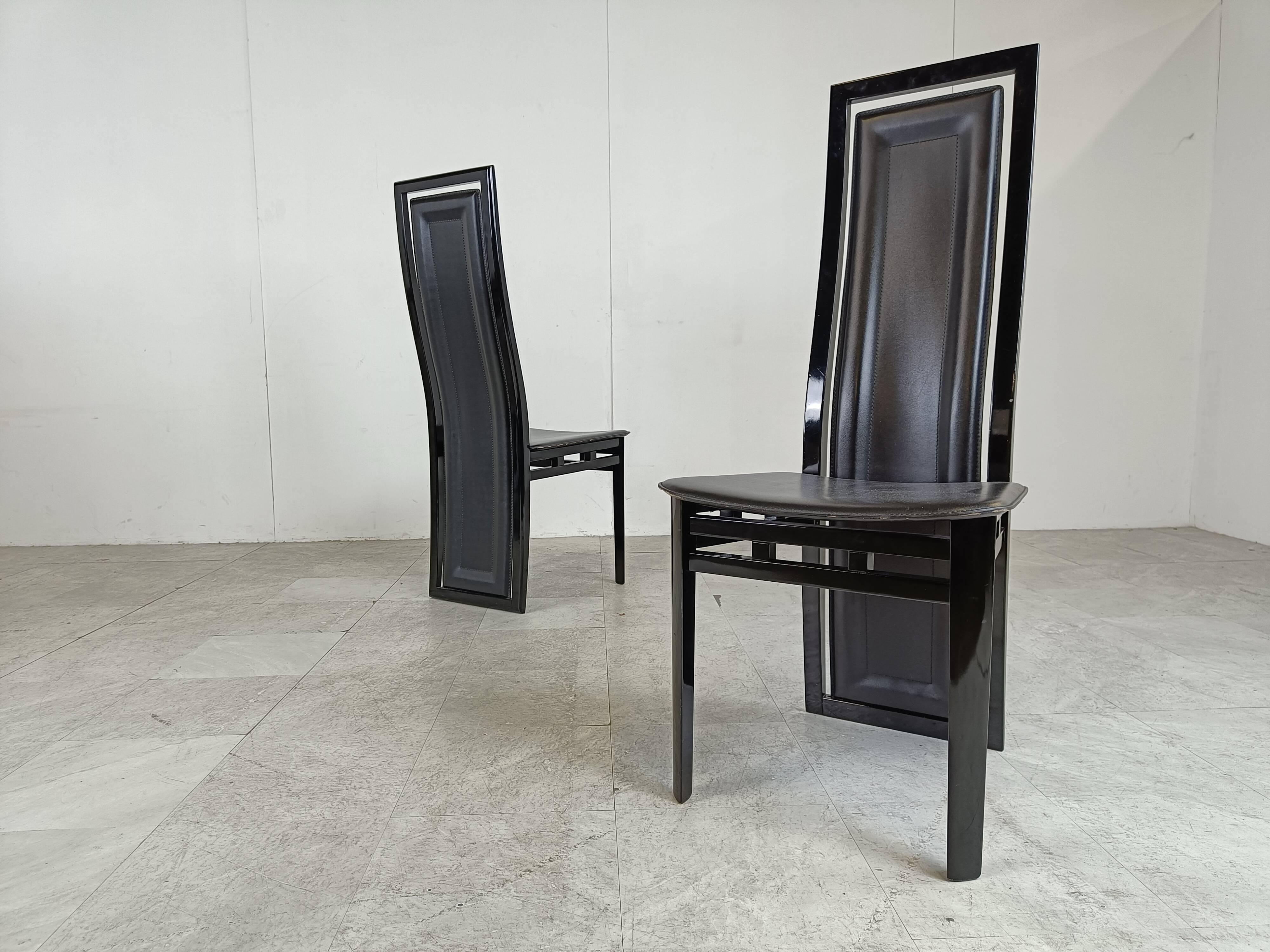 Set of 8 Italian dining chairs by A. Sibau, 1980s