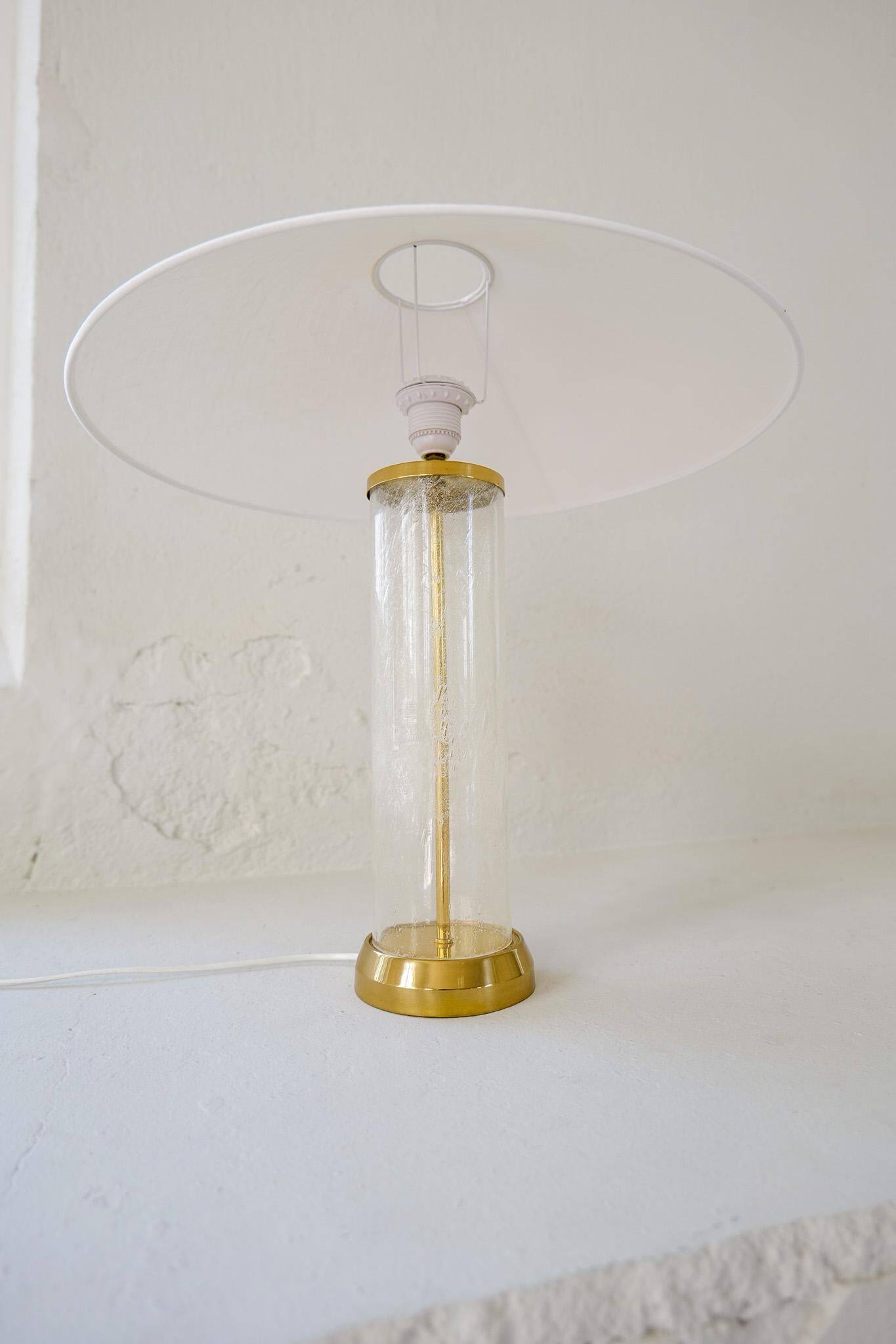 Mid-century glass and brass table lamp Bergbom B-019 Sweden 1960s