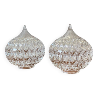 2 small antique transparent glass globes for wall lamp chandelier.