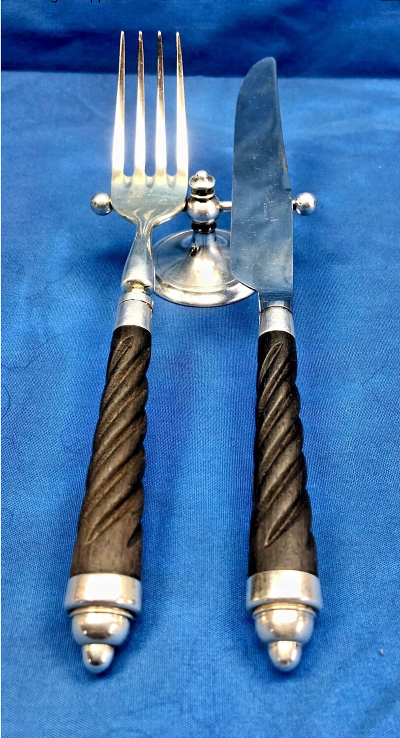 8 antique Art Deco silver-plated metal knife rests, Cailar Bayard hallmark