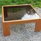 Coffee table from Regain in solid elm with a smoked glass top.