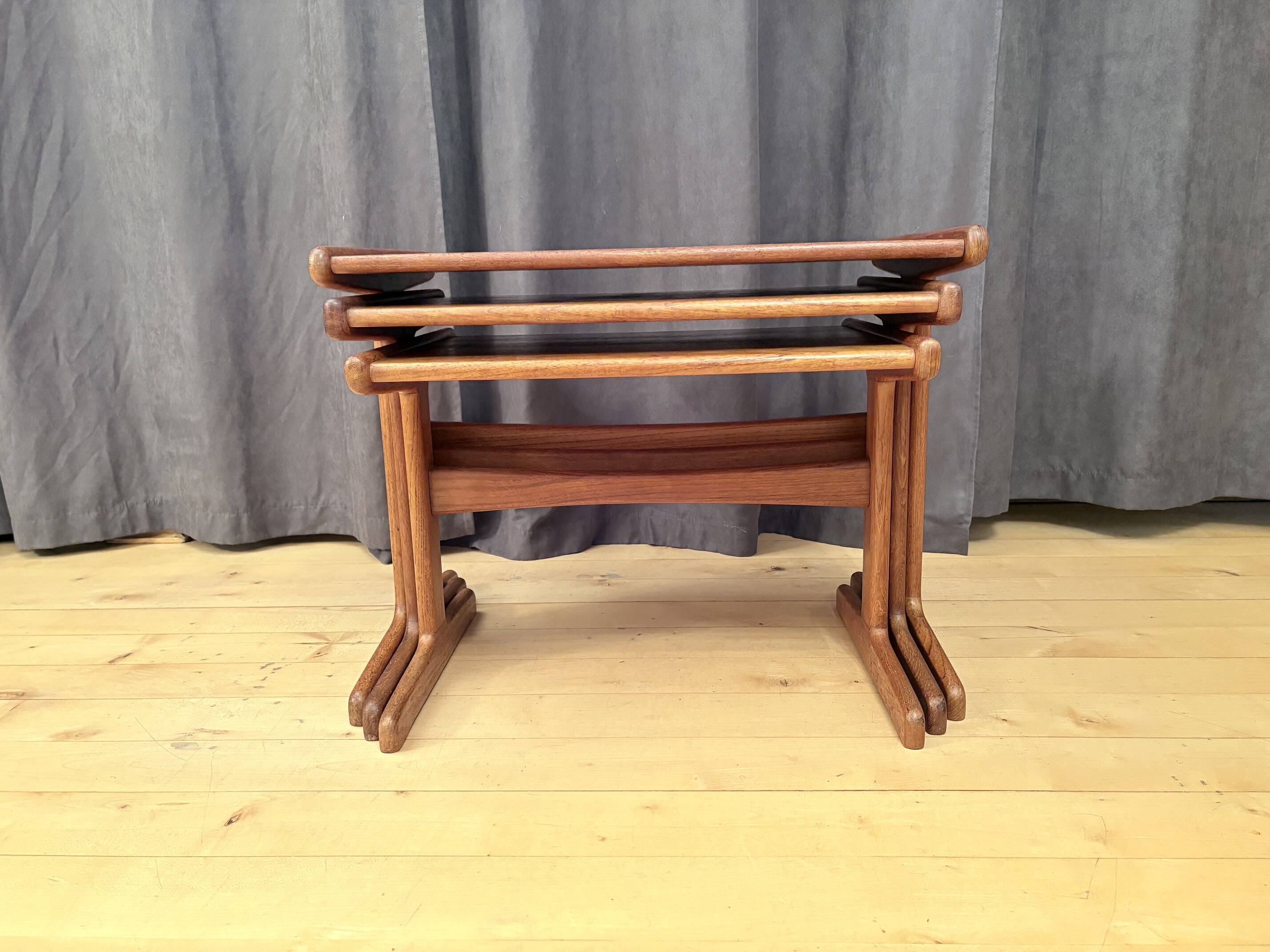 Set of three teak tables, Denmark, 1960s