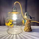 Baladeuse globe vintage en verre motifs fleurs
