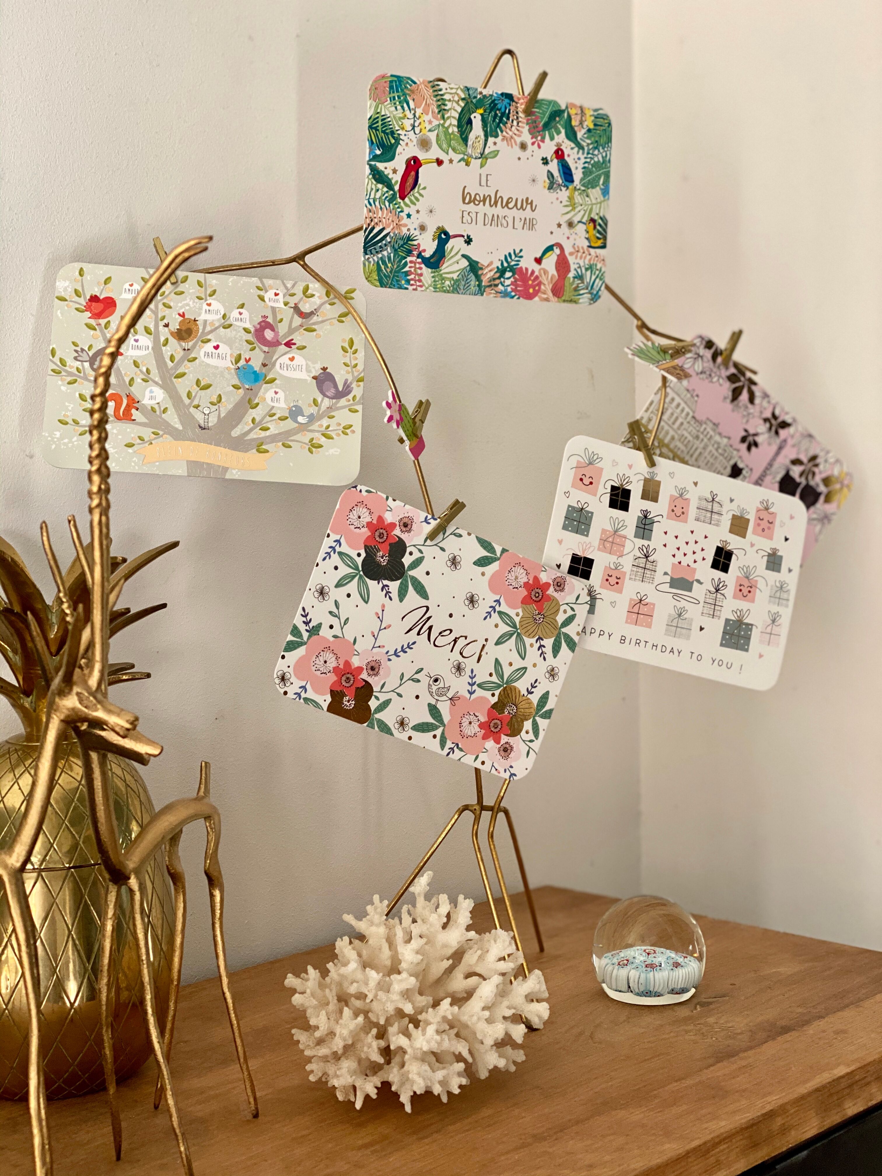 Golden postcard display