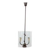 Pietro Chiesa for Fontana Arte Curved Glass and Brass Pendant Light 1940s