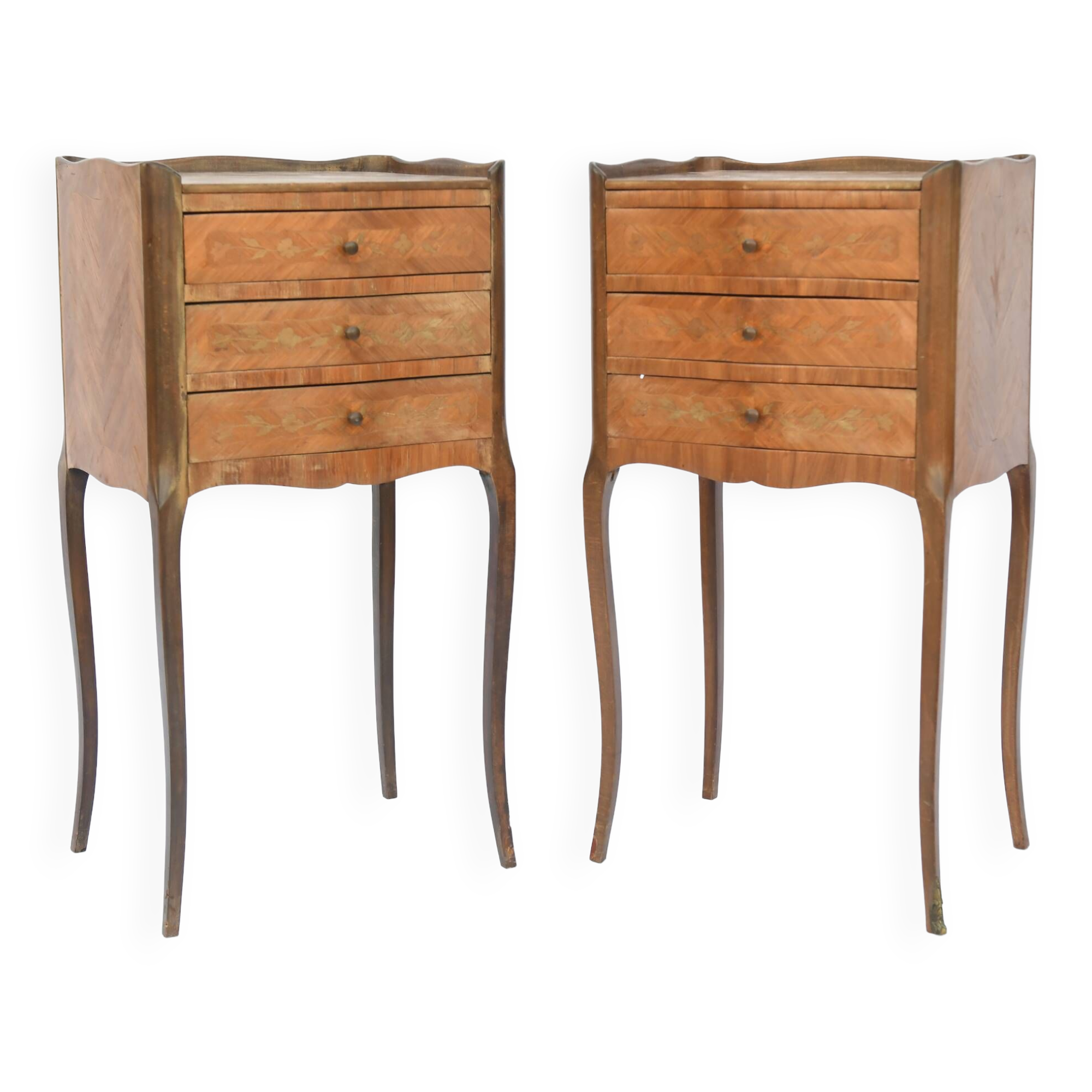 Paire de chevets en marqueterie de bois de rose
