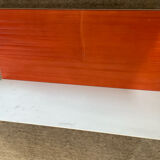 Pair of contemporary wall shelves in steel and stained wood