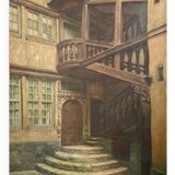 Tableau ancien maison à Rouen XIXe