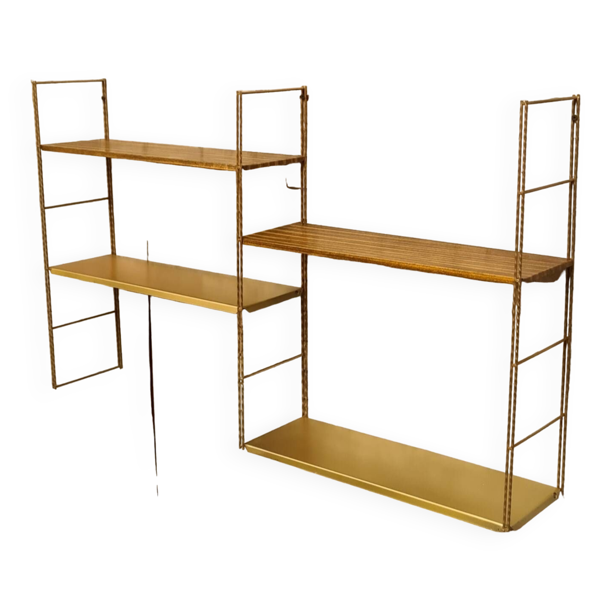 String metal shelf 1960 faux wood