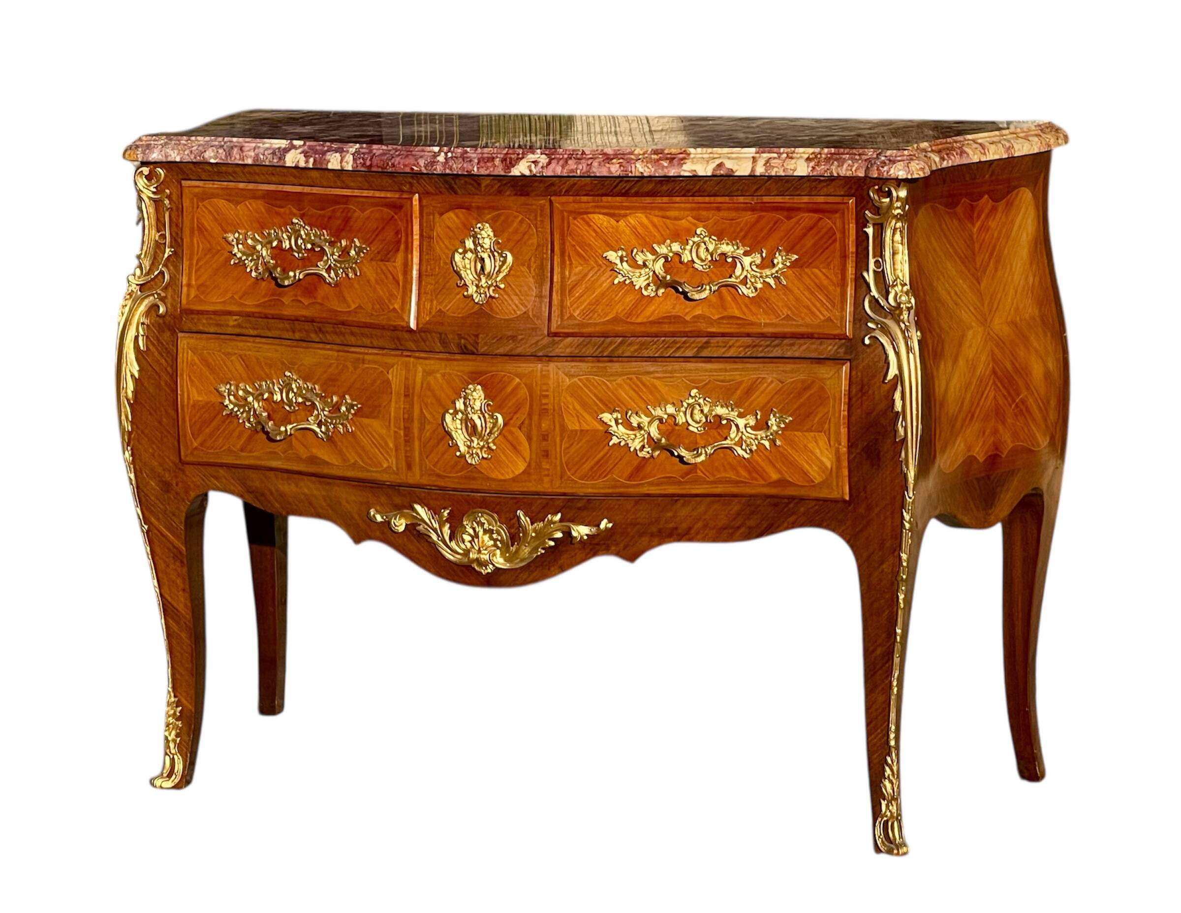 Louis XV Style Marquetry Commode