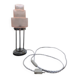 Vintage Skyscraper ceiling light, pink glass table lamp, Bauhaus Art.