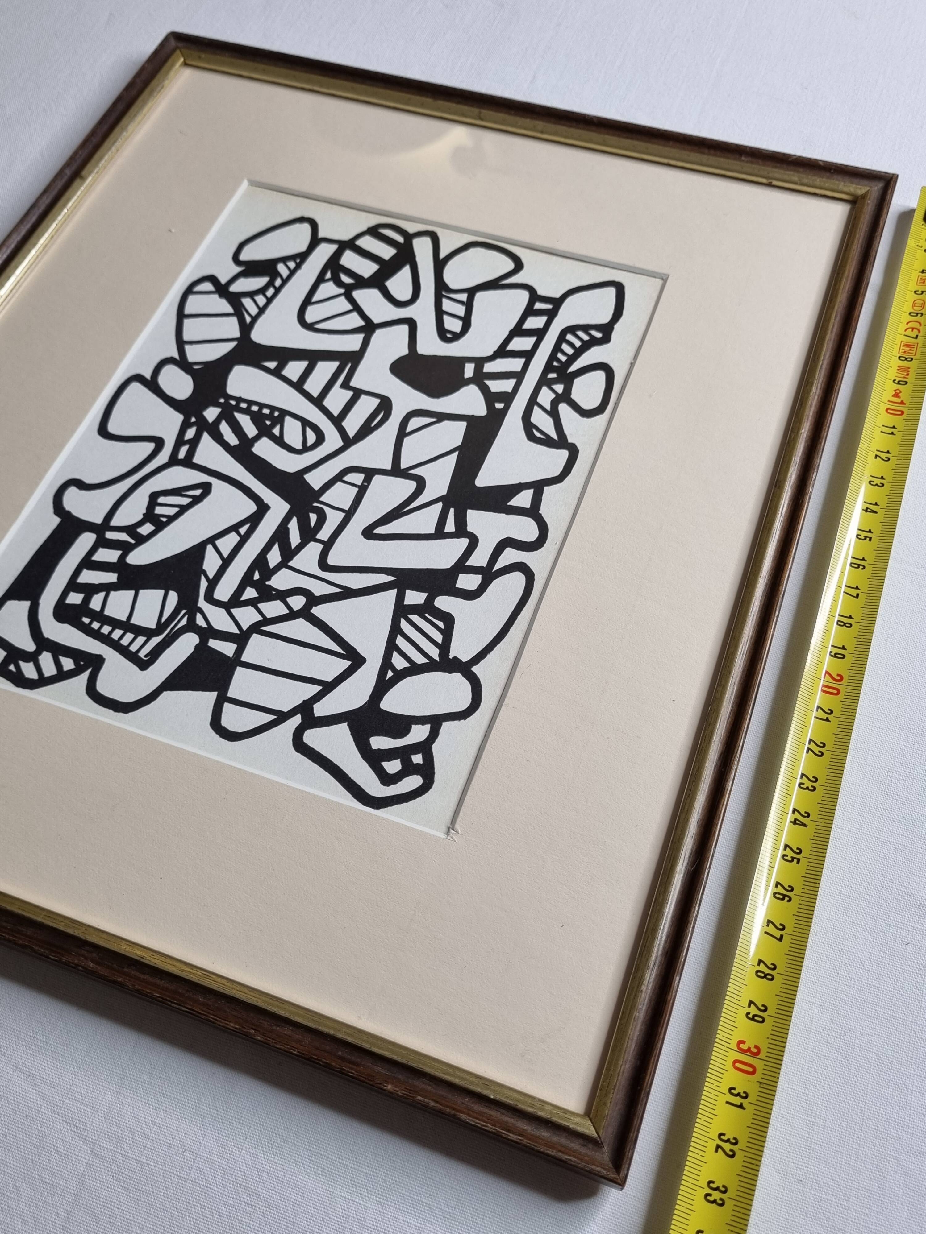 Screenprint after Jean Dubuffet framed under glass 24 cm by 31 cm