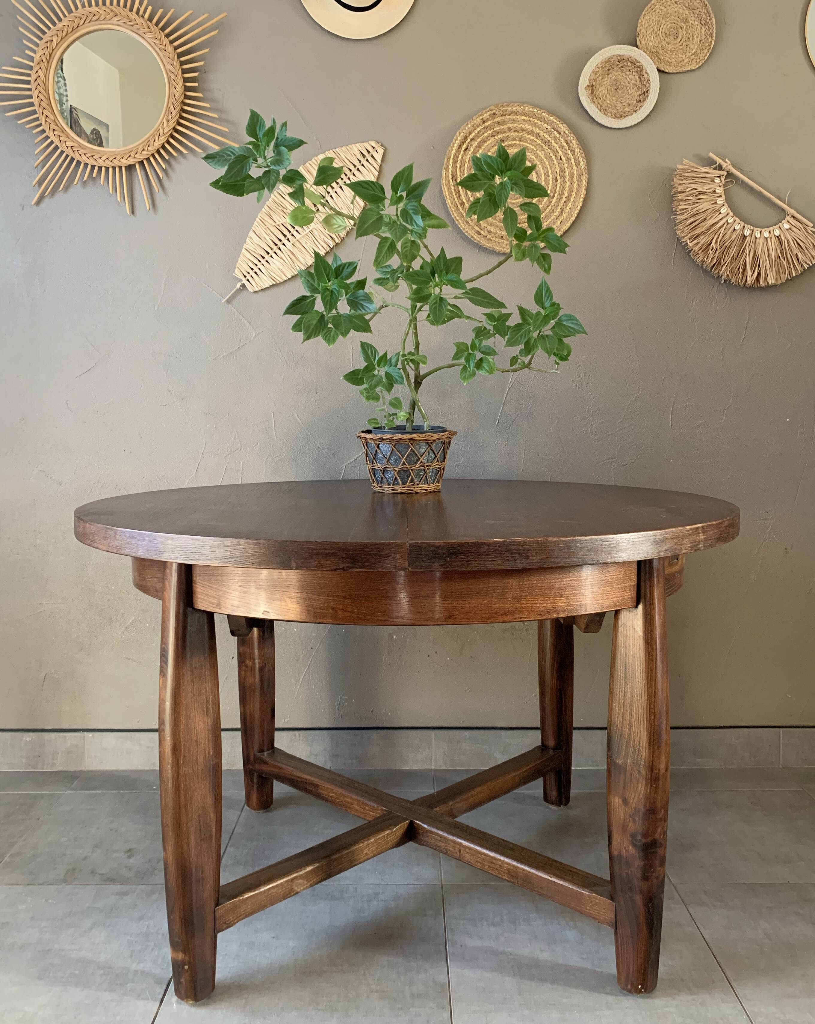 Vintage extendable wooden table from the 50s with independent extension