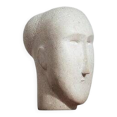 Modernist figurative sculpture bust in sandstone