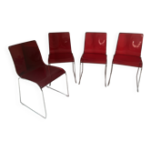 Set of 4 Calligaris "Irony" chairs - Italian design - Red polycarbonate