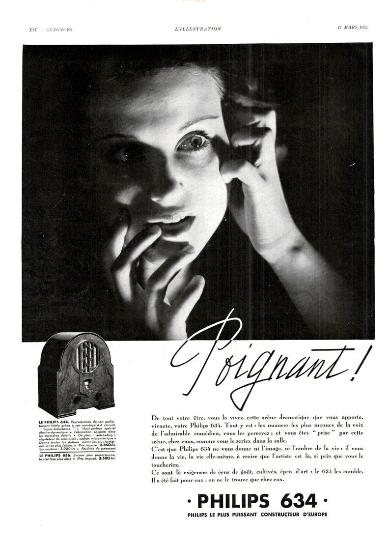 Vintage poster 30s Radio TSF Philips