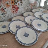Set of 10 flat plates in s&g iron earth model greek blue 19th century