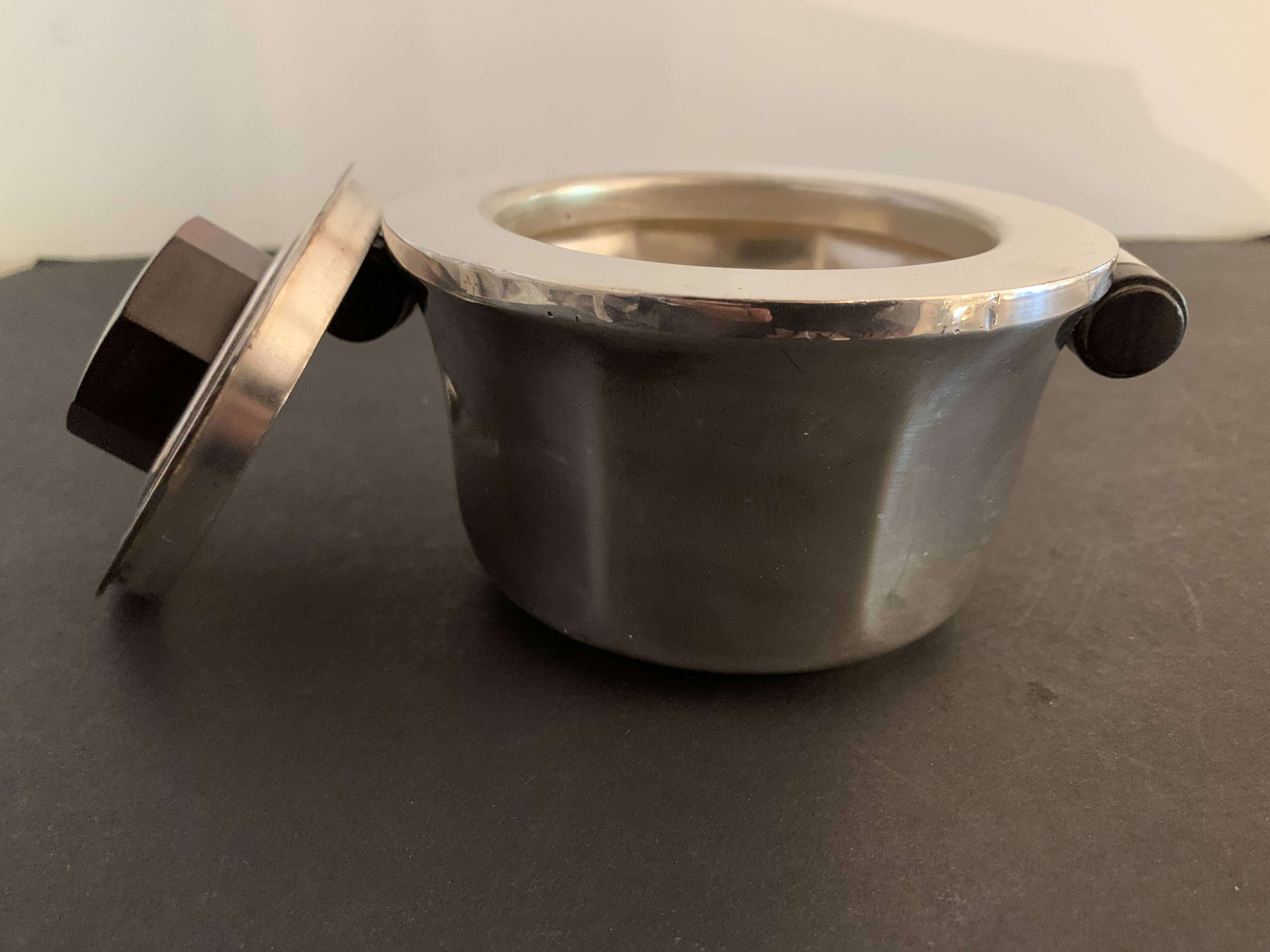 Luc Lanel silver metal and rosewood sugar for Christofle art deco