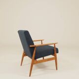 Scandinavian armchair in navy blue bouclé design by H. Lis