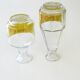 2 old glass decanters advertising bonal aperitif - bar bistrot