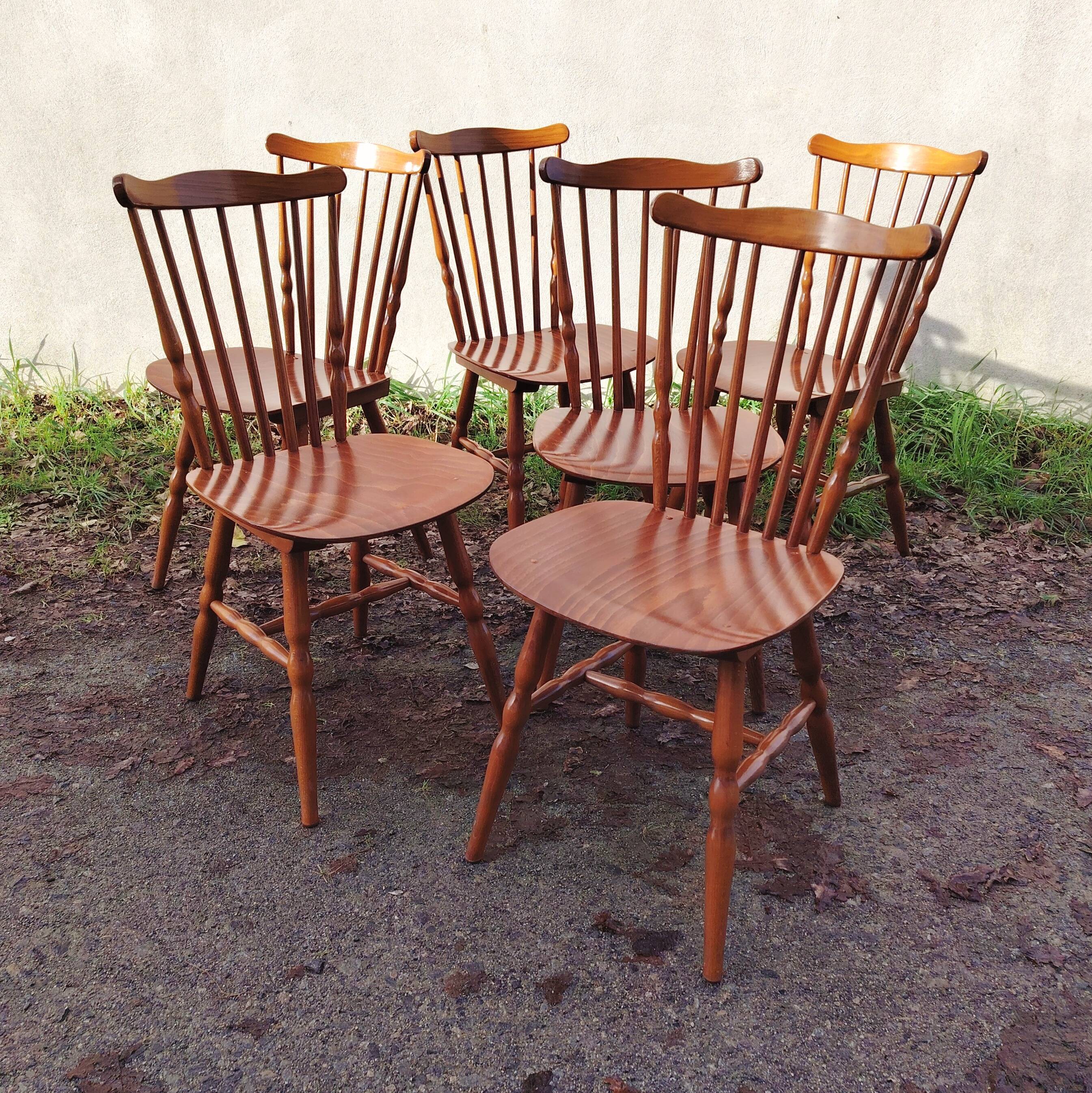 Lot of 6 Baumann chairs, Tacoma model, vintage, bistro.