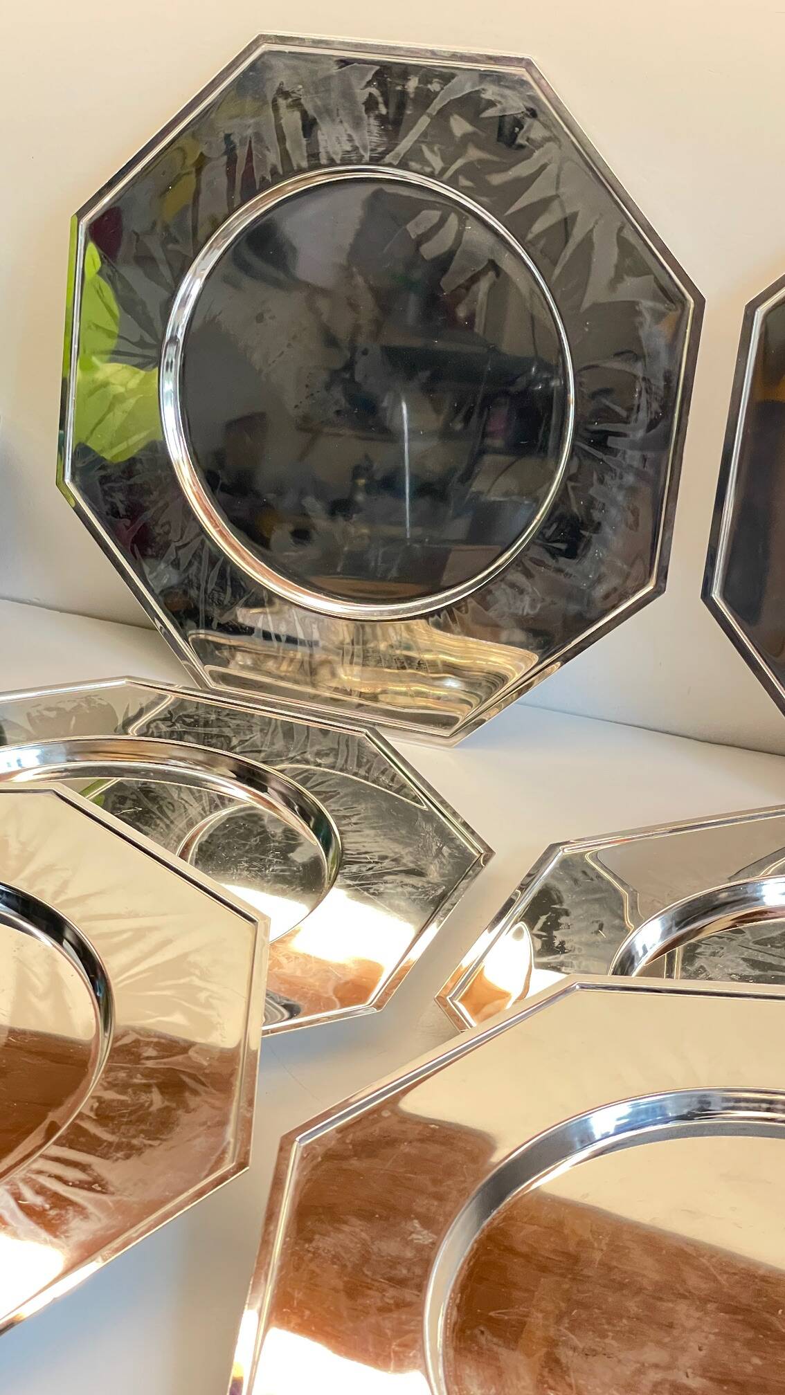 6 Vintage Silver-Plated Metal Plates and Dishes