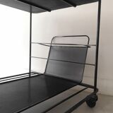 Perforated black metal trolley service, Matégot 1950 design