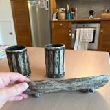 Ceramic soap dish and 2 assorted glasses