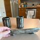Ceramic soap dish and 2 assorted glasses