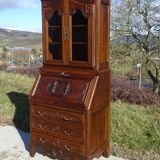 3-in-1 furniture: chest of drawers, secretary, and display cabinet, in walnut.