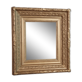 Miroir et cadre ancien à clés bois stuc doré 44,5x40 cm, feuillure 28,5x23,5 cm