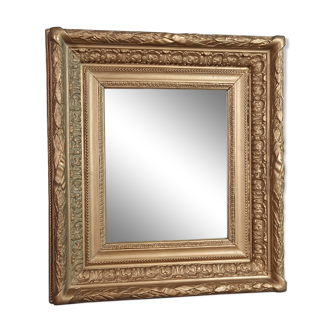 Mirror and old frame with keys gilded stucco wood 44,5x40 cm, leafing 28,5x23,5 cm
