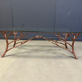 Vintage hand crafted wrought iron tree branches cocktail table, 1970s