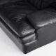 Black leather two-seater sofa. Roche Bobois edition. France, 1980s.