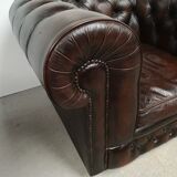 Brown leather chesterfield sofa two places
