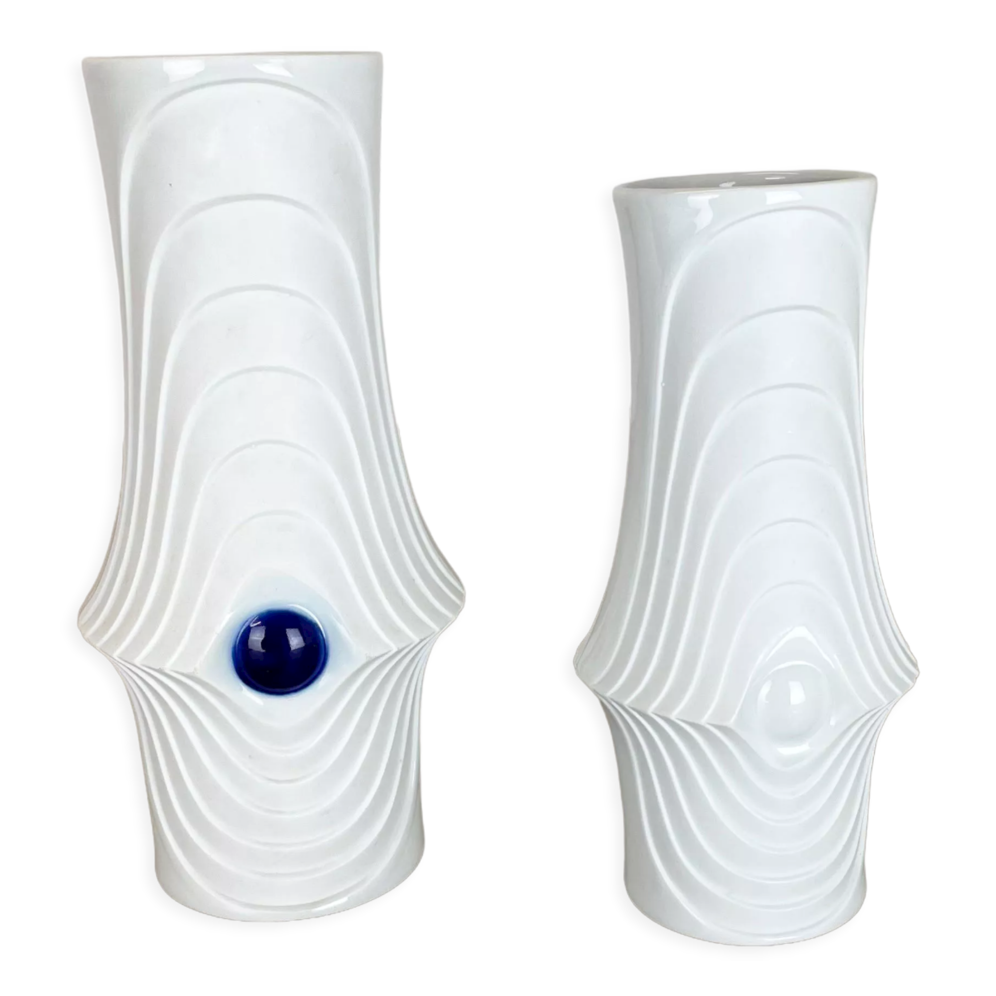 Set of 2 Original Porcelain Op Art Vase Made by Royal Bavaria KPM Germany, 1970s