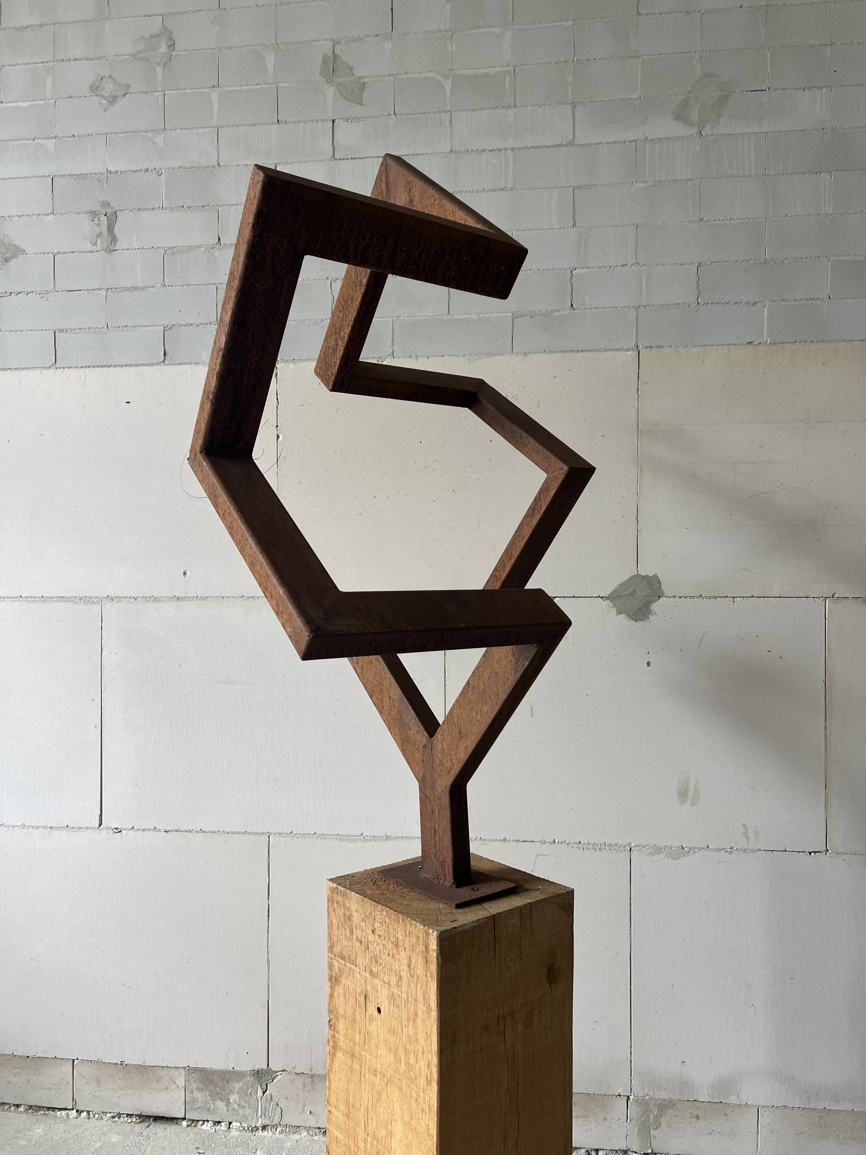 Sculpture “Balance”. a 1970s geometric abstraction in steel