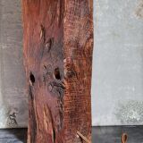 Brutalist lamp Art-populaire in solid wood, wool lampshade