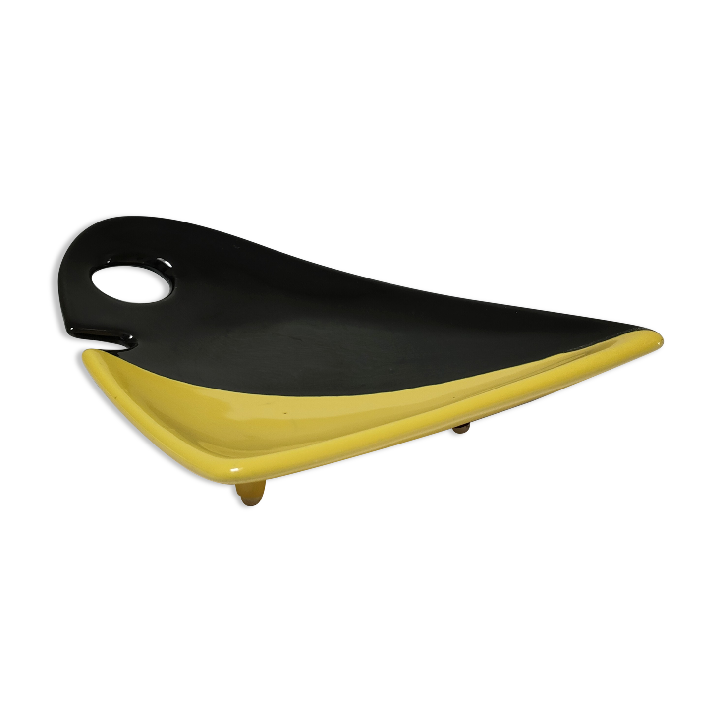 Empty pocket anthropomorphic ceramic black and yellow design 50s