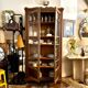 Dark wood dresser with 2 doors and 6 shelves