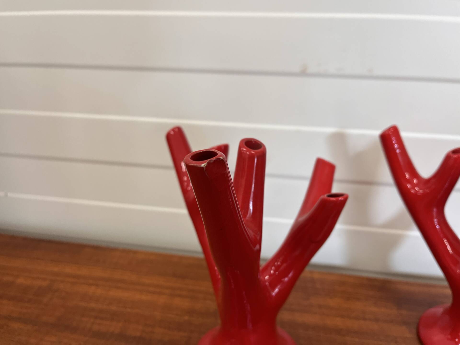 Set of two vintage “Alberello” coral vases