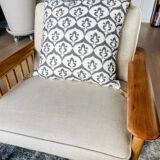 Ottoman cushion cover style ikat white/gray - 50 x 50