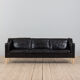 Mogens Hansen black aniline 3 seater sofa from the 70s.