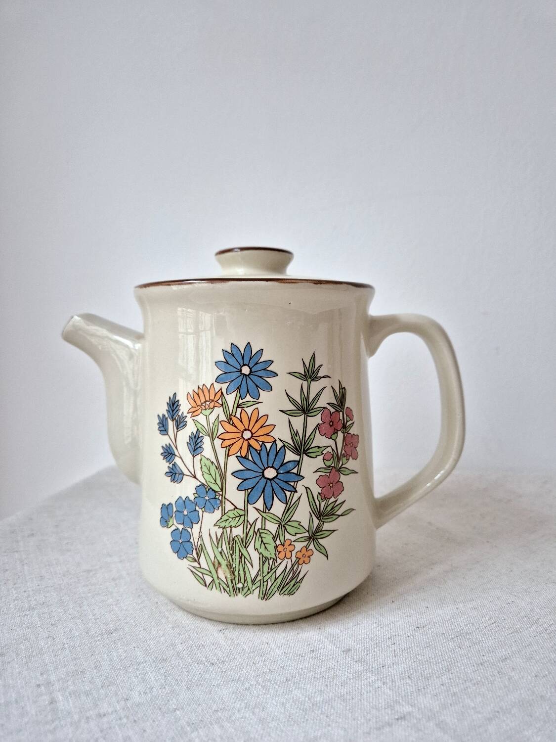 Cafetière en grès à fleurs '70s - Vintage