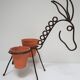 Sculptural zoomorphic gardener donkey metal patina rust vintage 50 60s