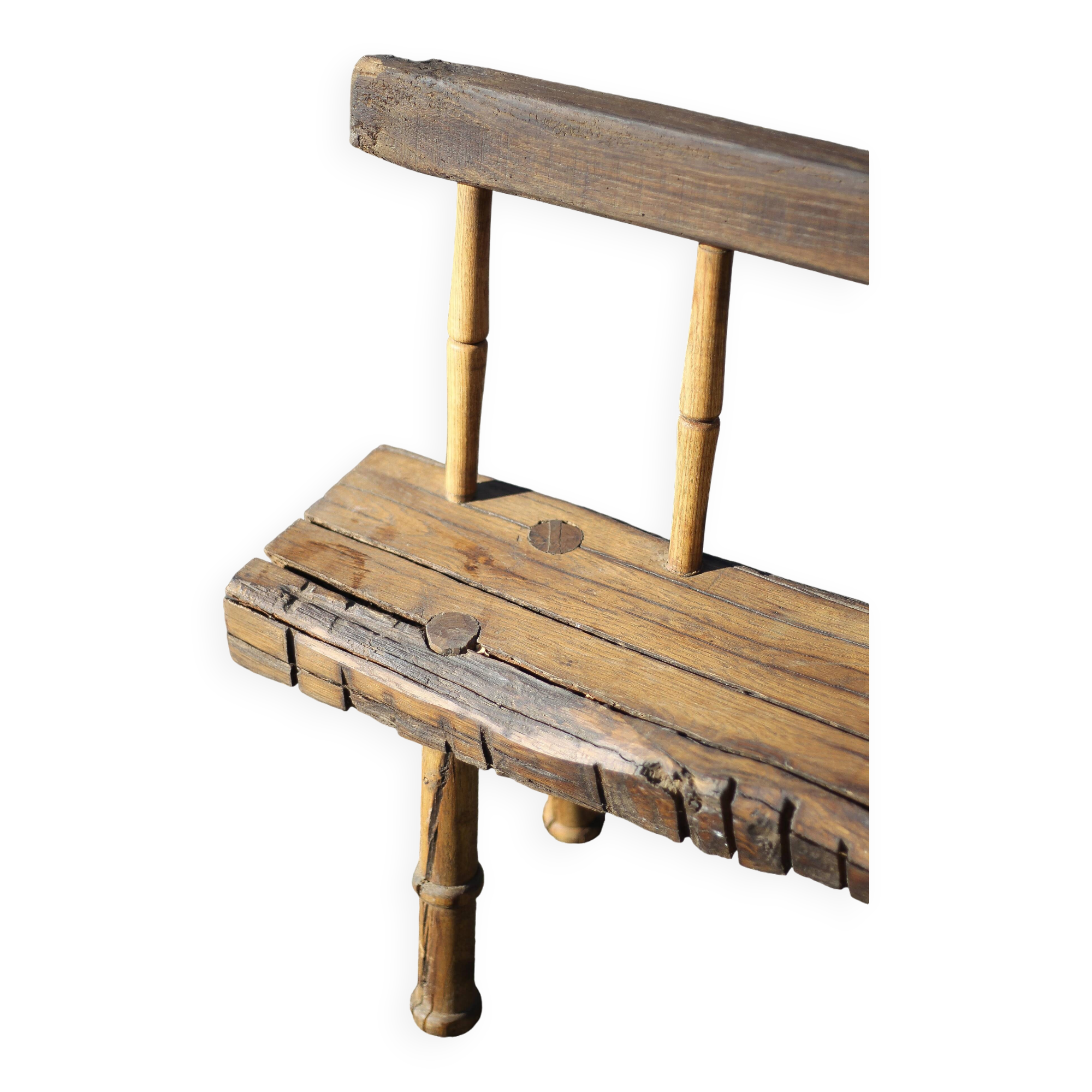 Large vintage wooden bench, old wooden bench, handcrafted bench, brutalist, entrance hall