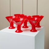 Six Red Glass Joy by Leonardo Drinking Glasses - Postmodern Memphis Style, 1980s Italian Vintage Glassware