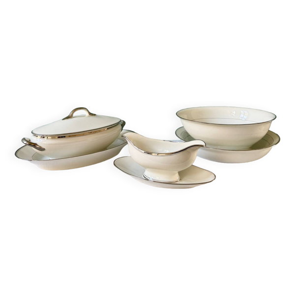 5 pièces d’un service en porcelaine Jules Vieillard XIXème